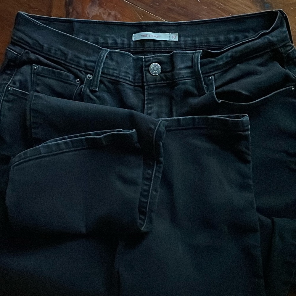 Levi's 505 Straight Leg Jeans - Dark Gray nearly black.